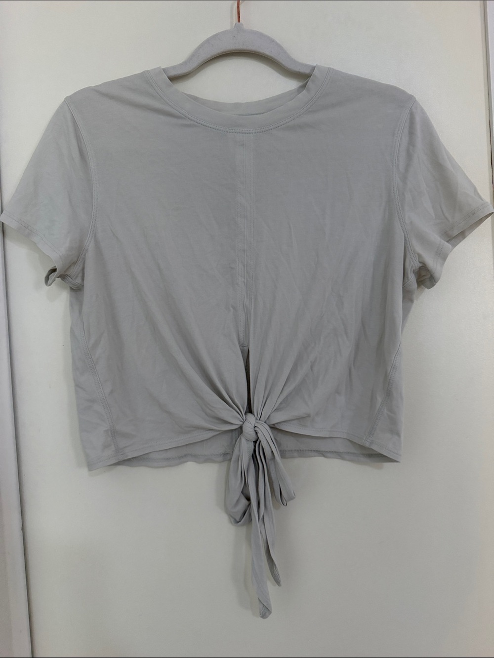 lululemon athletica Light Gray Tie-Front Short Sleeve Crop Top | 6